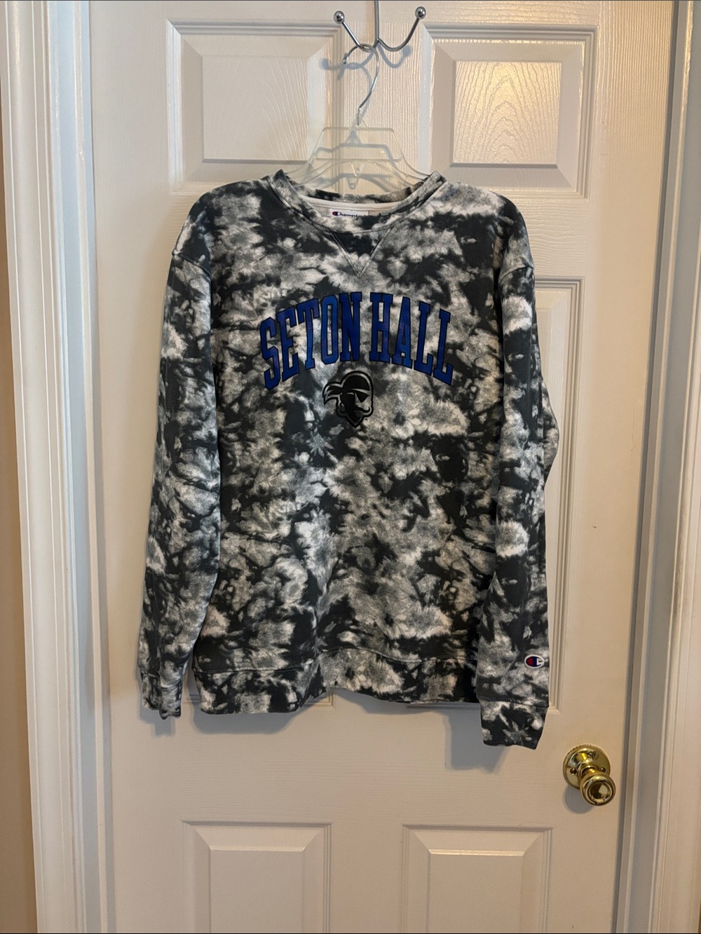 Champion Seton Hall Tie-Dye Crewneck Sweatshirt - Black & White